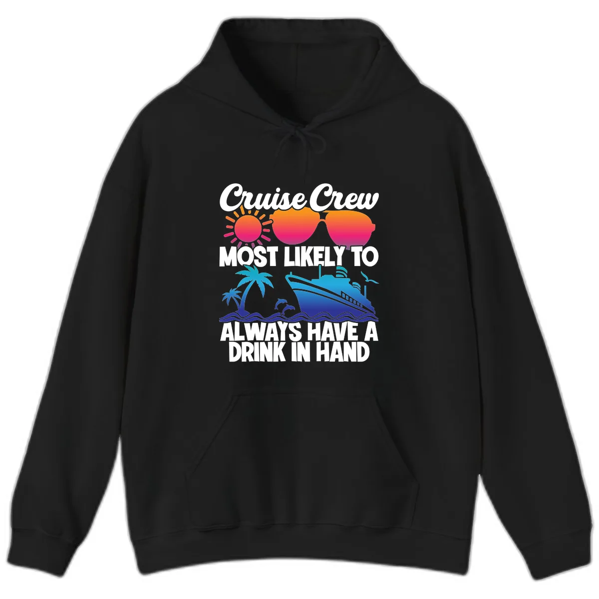Cruise Crew Drink In Hand Hoodie in Black
