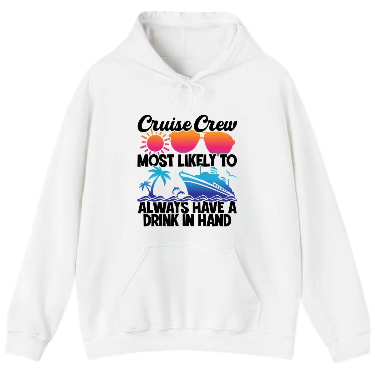 Cruise Crew Drink In Hand Hoodie in White