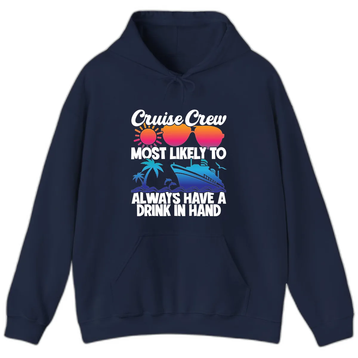 Cruise Crew Drink In Hand Hoodie in Navy