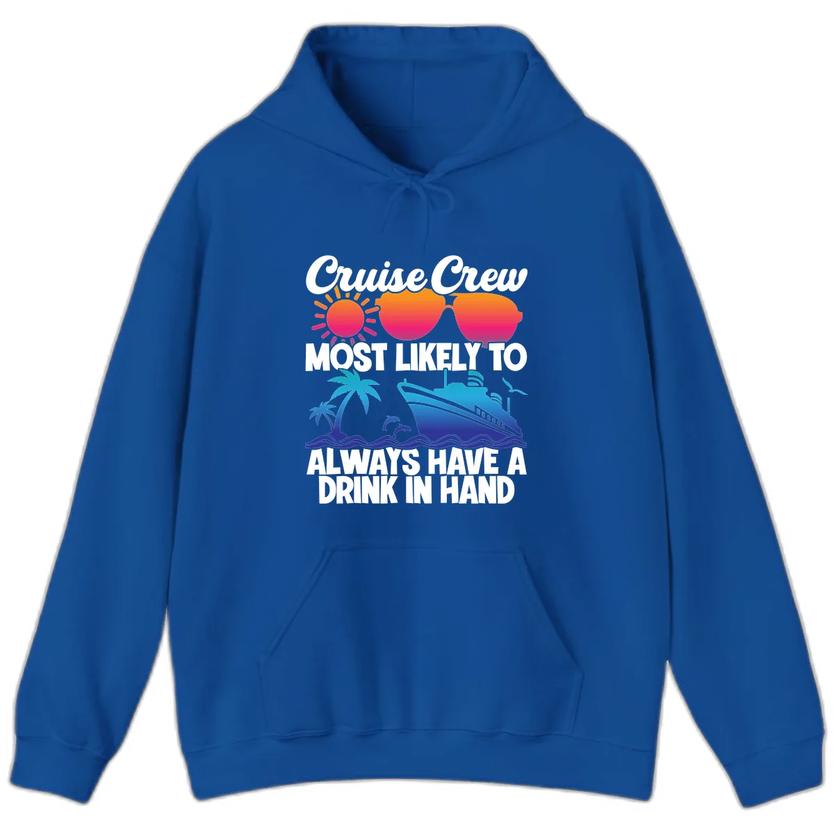 Cruise Crew Drink In Hand Hoodie in Royal