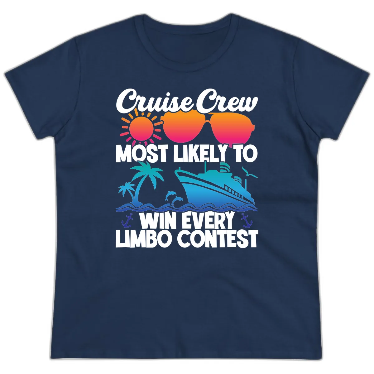 Cruise Crew Limbo Contest Ladies Tee in Navy