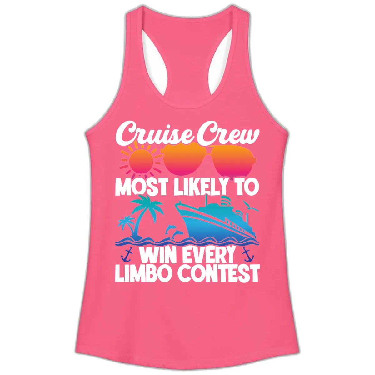 Cruise Crew Limbo Contest Ladies Tank in Solid Hot Pink