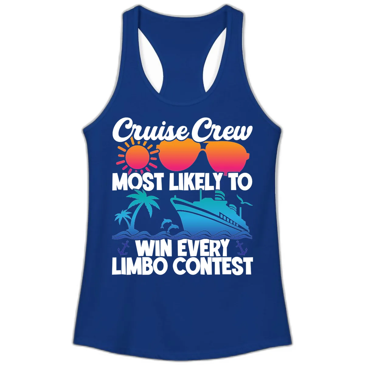 Cruise Crew Limbo Contest Ladies Tank in Solid Royal