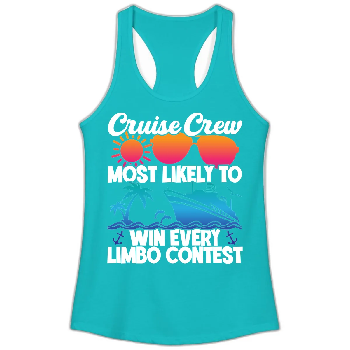 Cruise Crew Limbo Contest Ladies Tank in Tahiti Blue