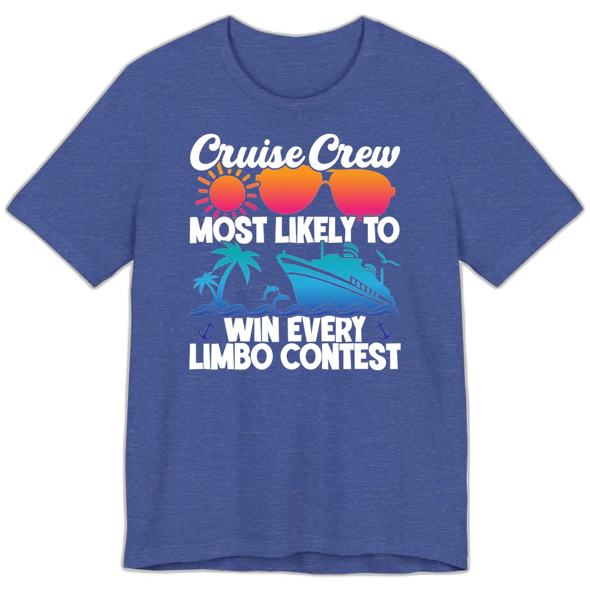 Cruise Crew Limbo Contest Premium T-Shirt in Heather True Royal
