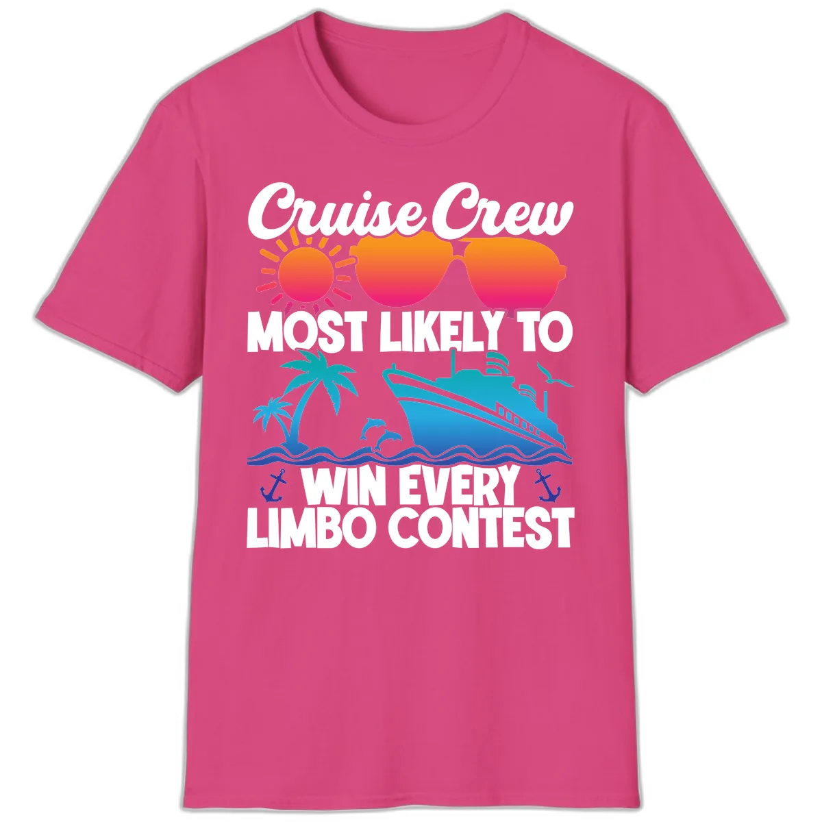 Cruise Crew Limbo Contest T-Shirt in Heliconia