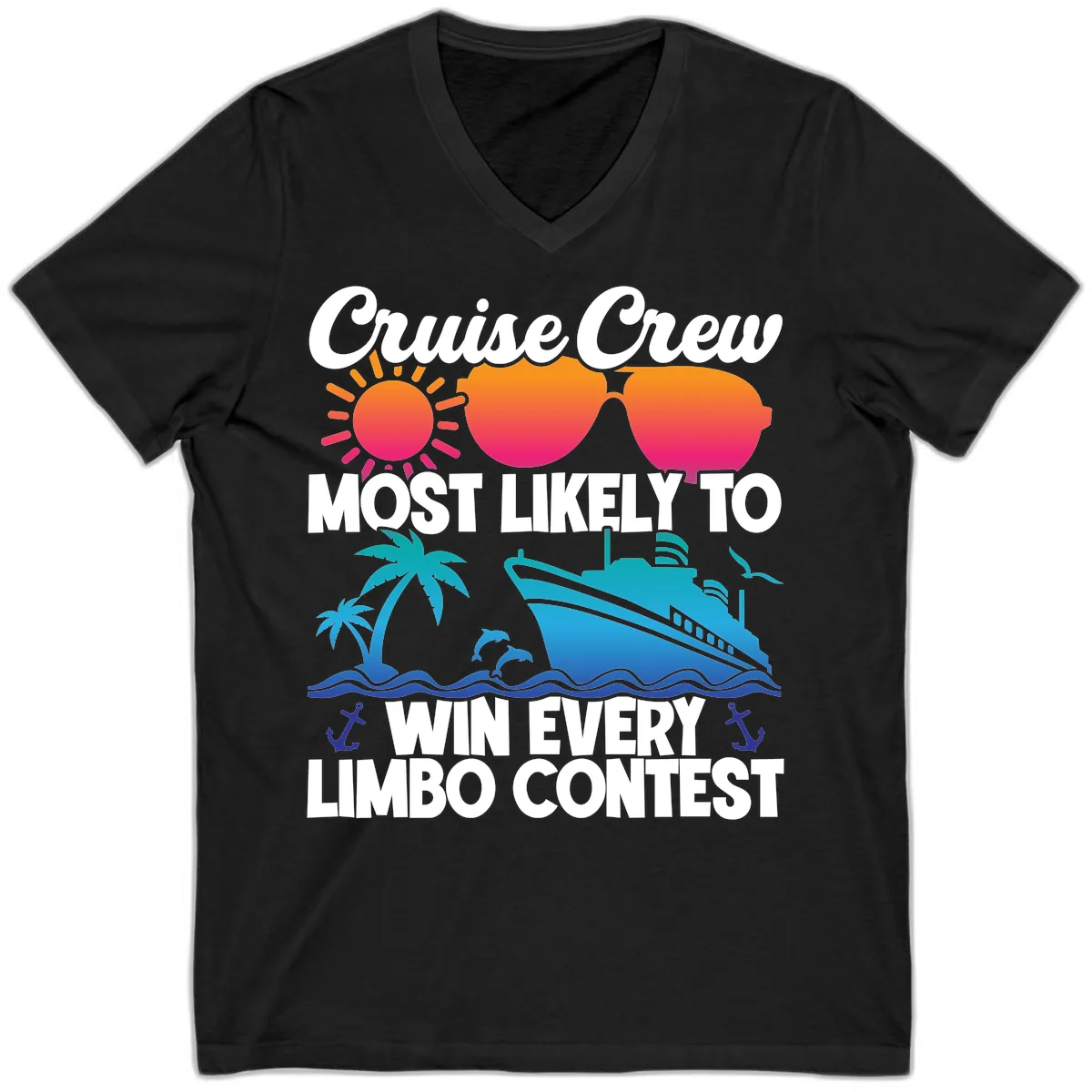 Cruise Crew Limbo Contest V-Neck in Black