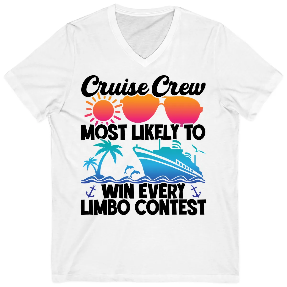 Cruise Crew Limbo Contest V-Neck in White