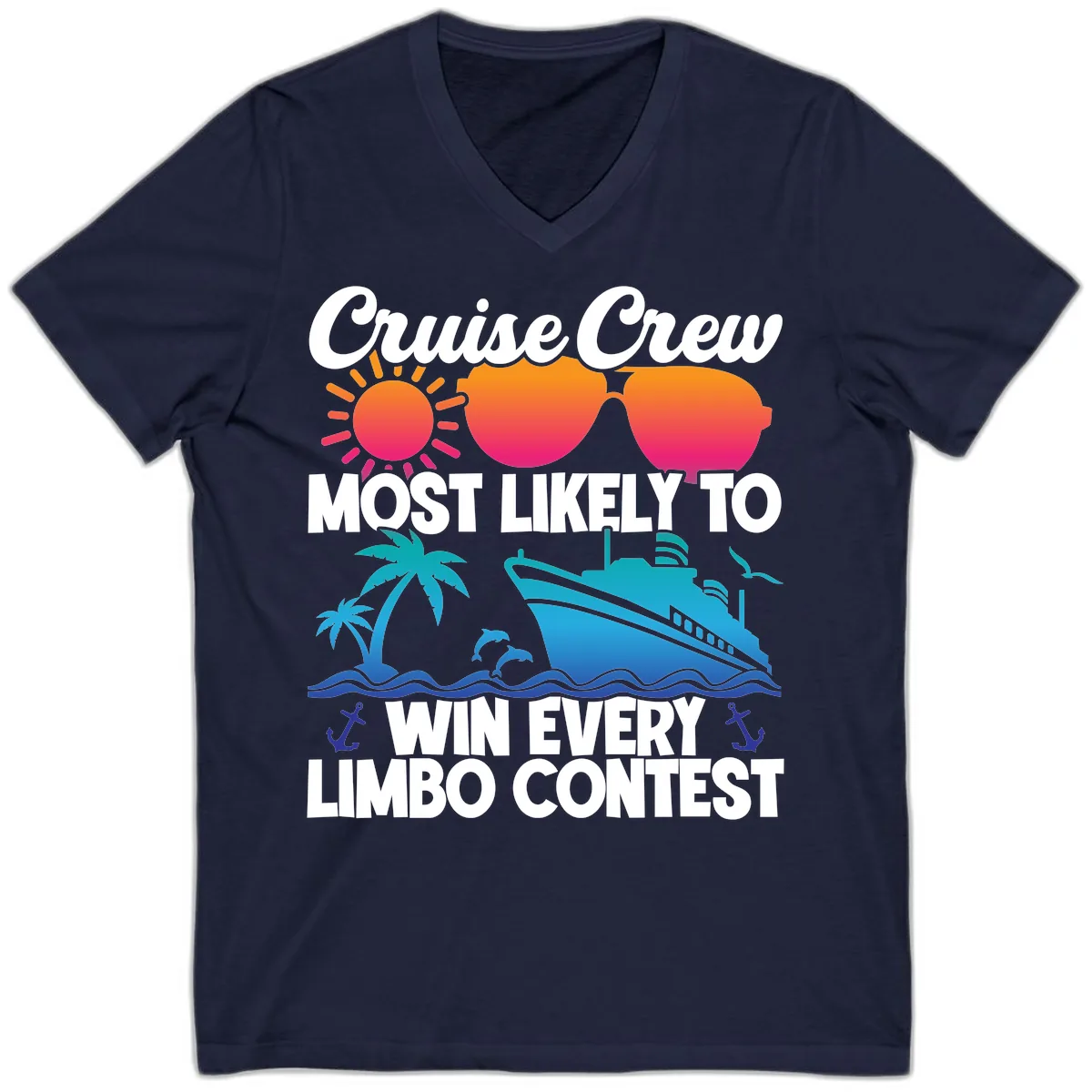 Cruise Crew Limbo Contest V-Neck in Navy