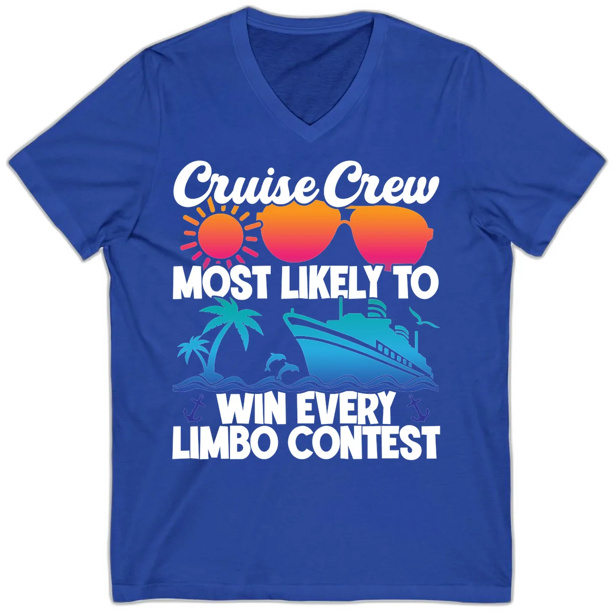 Cruise Crew Limbo Contest V-Neck in True Royal