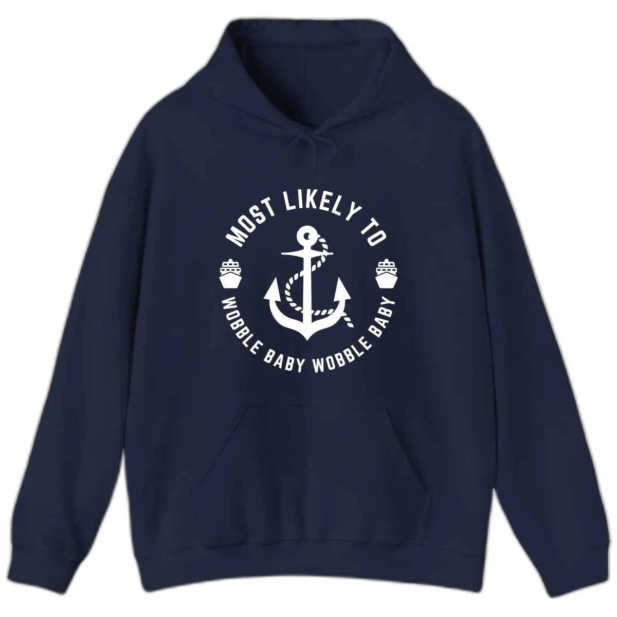 Most Likely To Wobble Baby Wobble Hoodie in Navy