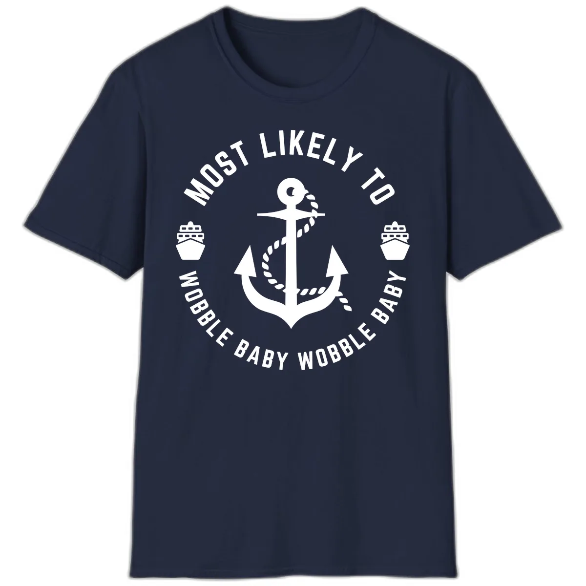 Most Likely To Wobble Baby Wobble T-Shirt in Navy