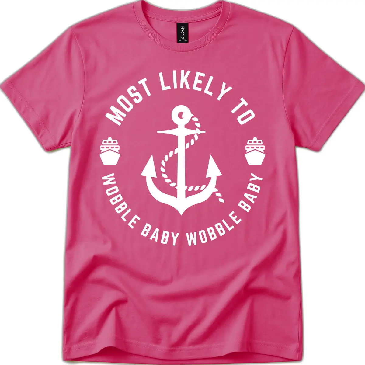 Most Likely To Wobble Baby Wobble T-Shirt in Heliconia