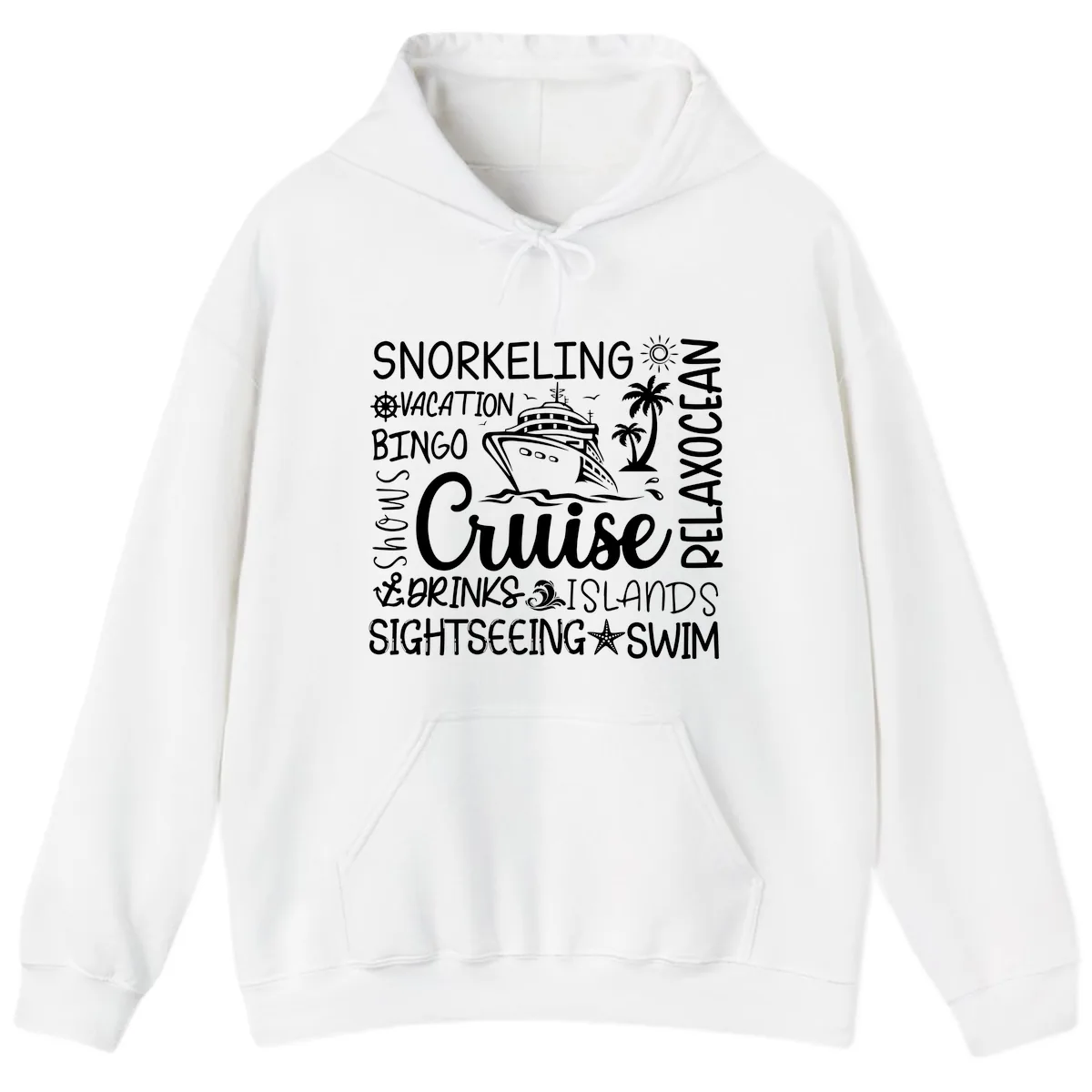 Cruise Word Cloud Vacation Hoodie in White