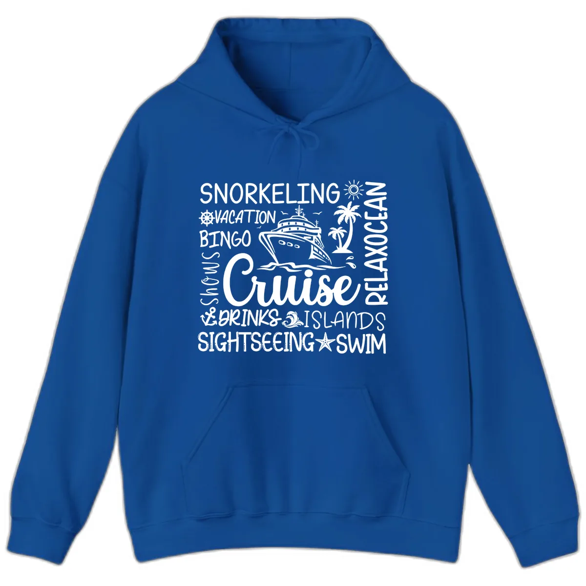 Cruise Word Cloud Vacation Hoodie in Royal