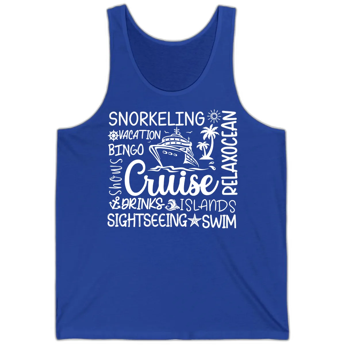 Cruise Word Cloud Vacation Tank in True Royal