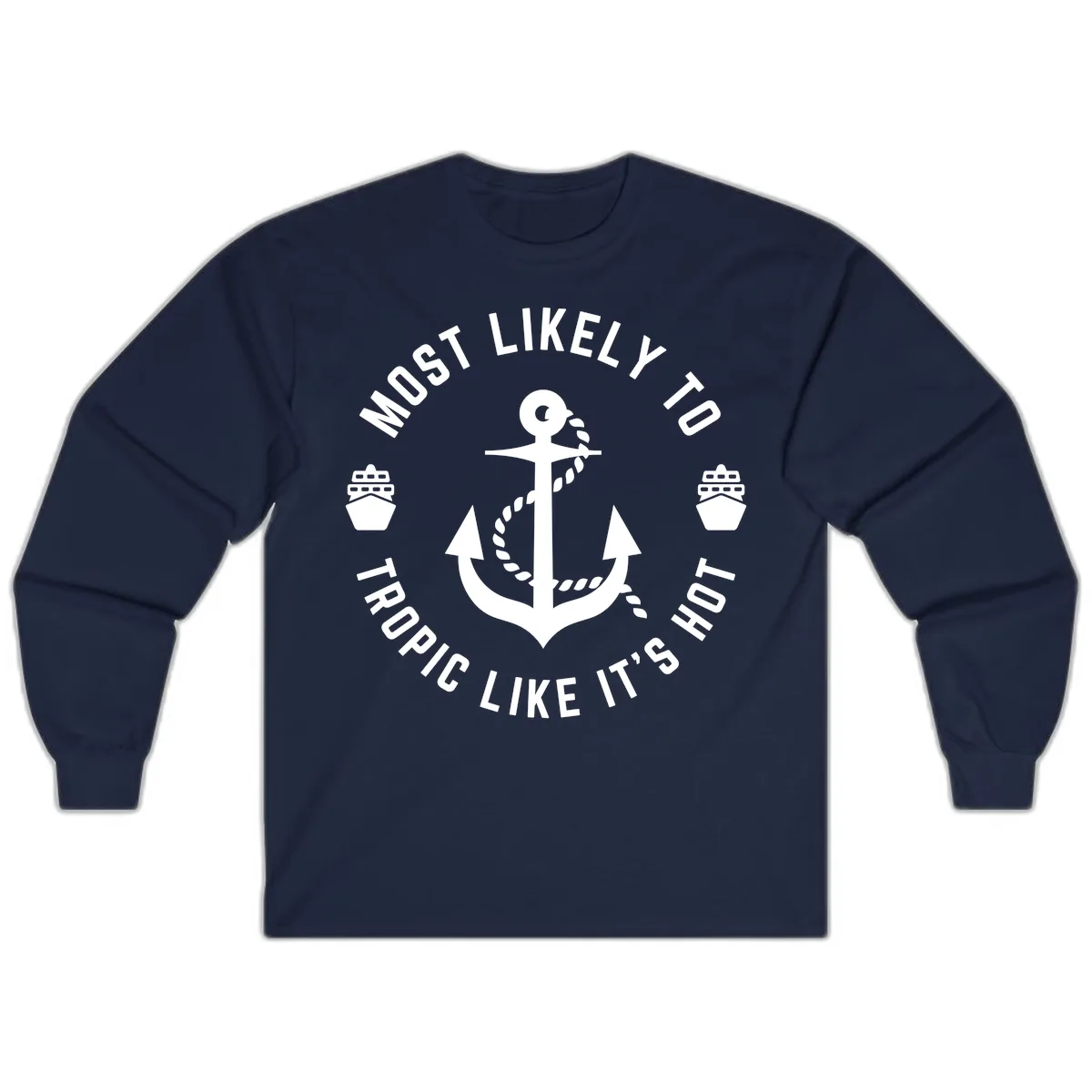 Most Likely To Tropical Like It's Hot Long Sleeve in Navy