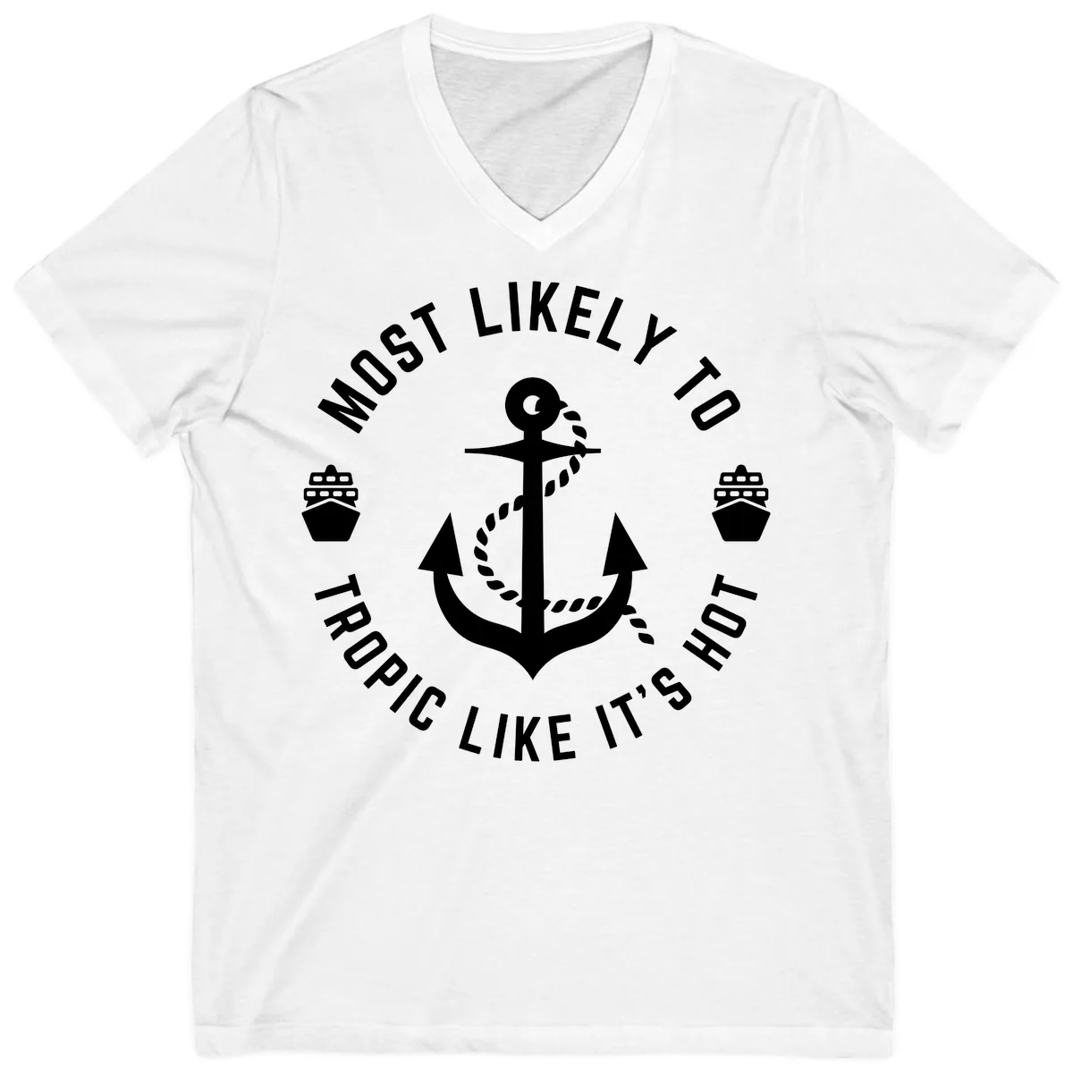 Most Likely To Tropical Like It's Hot V-Neck in White