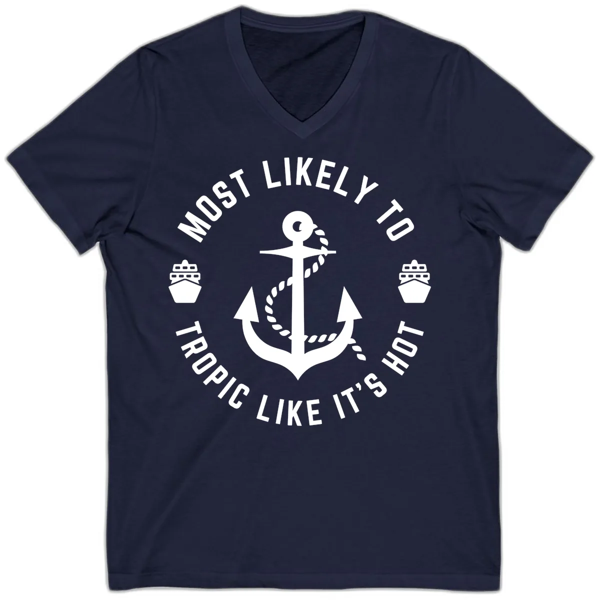 Most Likely To Tropical Like It's Hot V-Neck in Navy