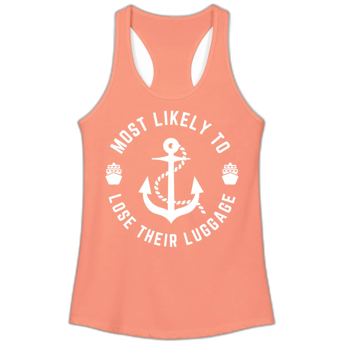 Most Likely To Lose Their Luggage Ladies Tank in Solid Light Orange