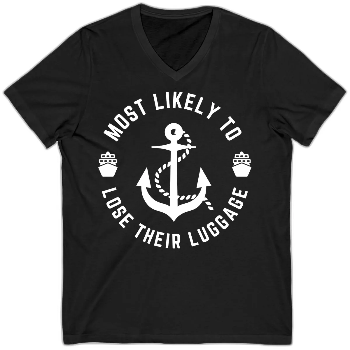 Most Likely To Lose Their Luggage V-Neck in Black