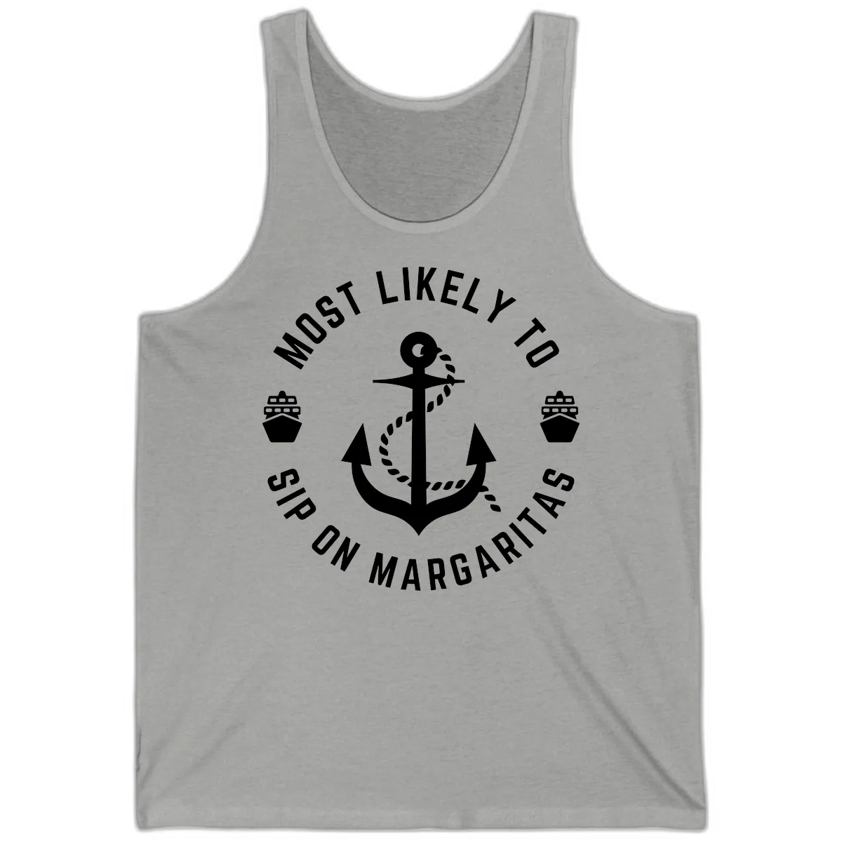 Most Likely To Ship On Margaritas Tank in Athletic Heather