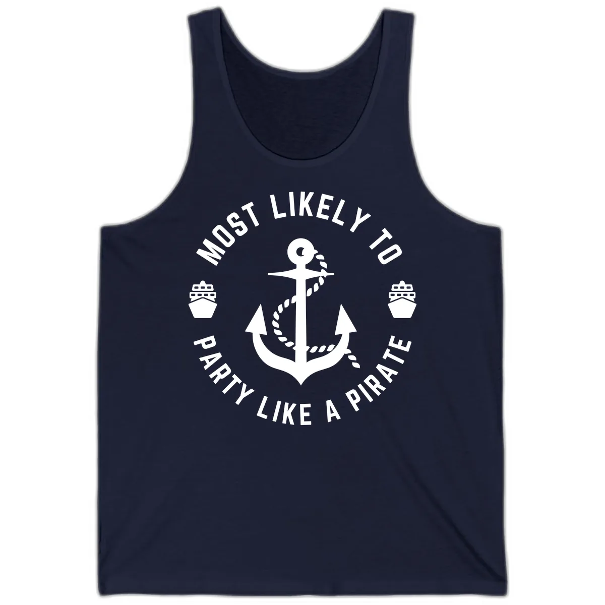 Most Likely To Party Like A Pirate Tank in Navy