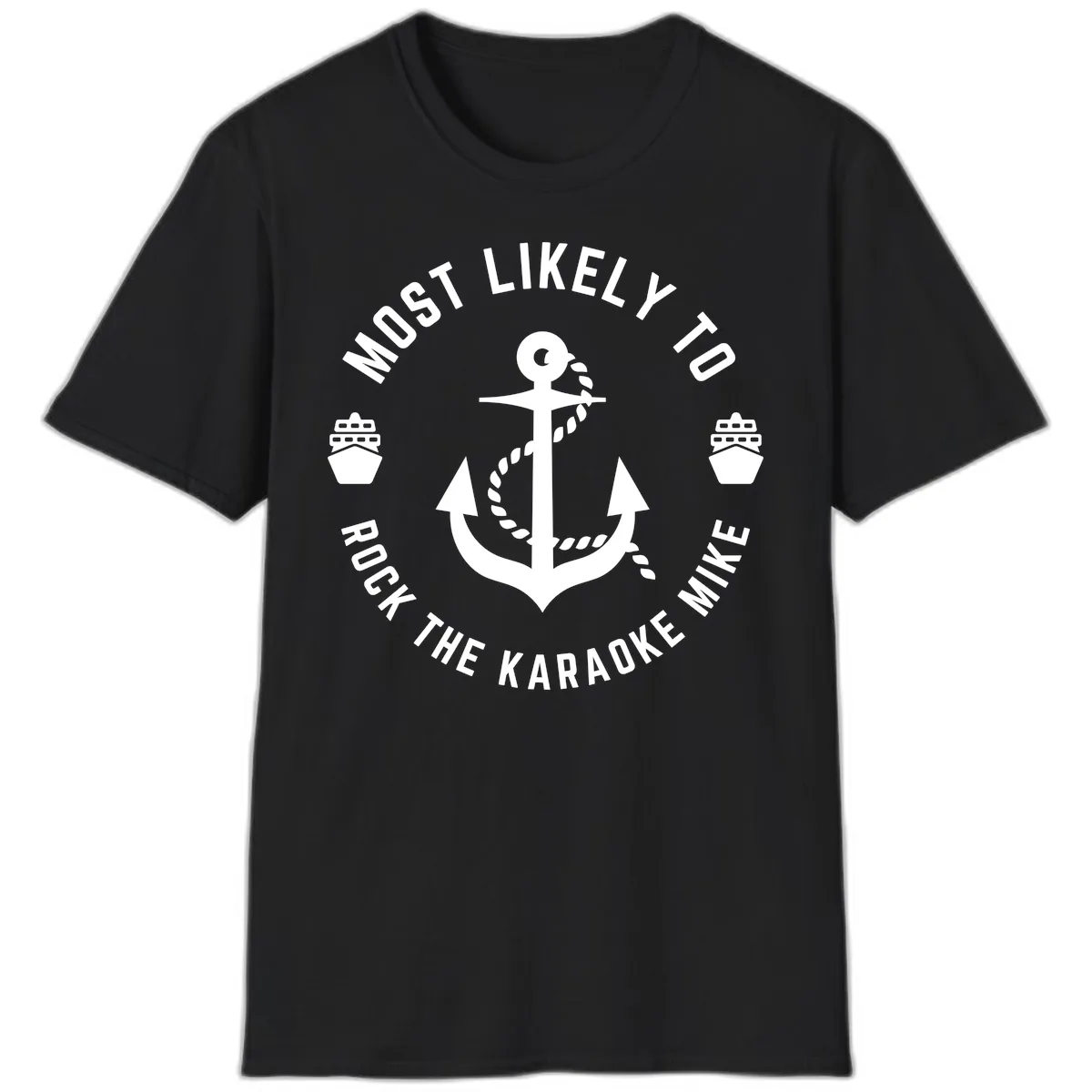 Most Likely To Rock The Karaoke Cruise T-Shirt in Black
