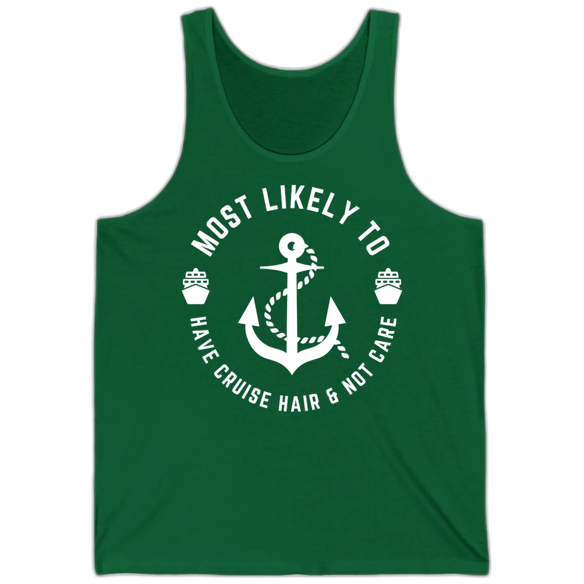 Most Likely To Have Cruise Hair & Not Care Tank in Kelly