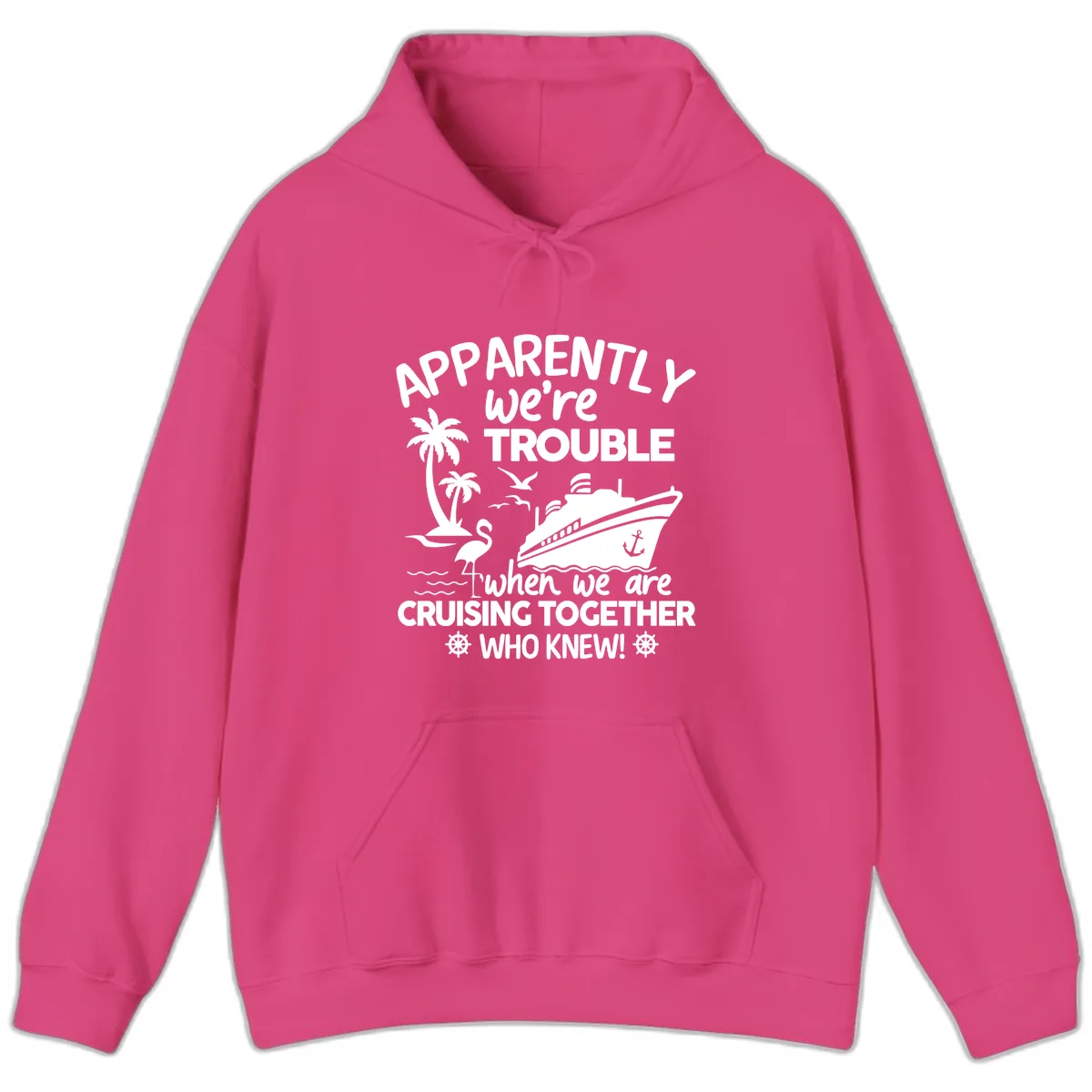 Apparently We're Trouble Cruising Together Hoodie in Heliconia