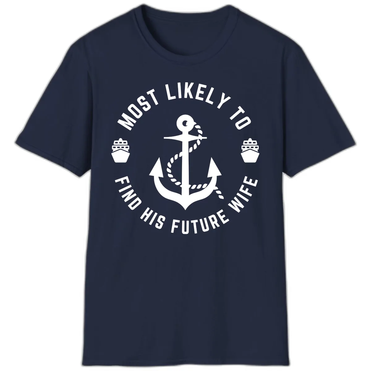 Most Likely To Find His Future Where T-Shirt in Navy