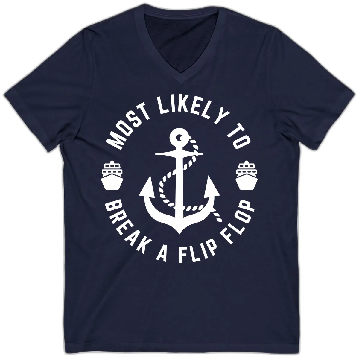 Most Likely To Break A Flip Flop V-Neck in Navy