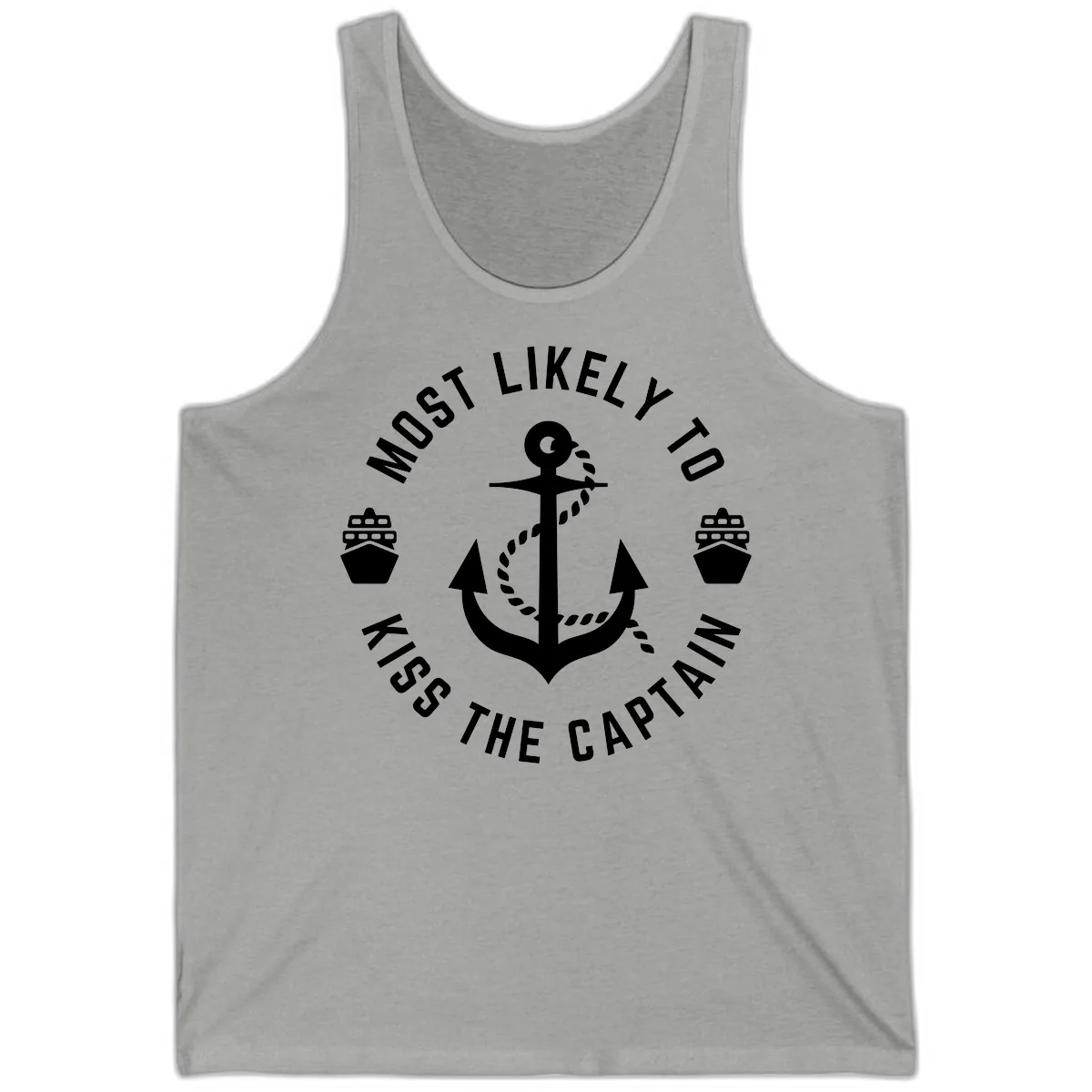 Most Likely To Kiss The Captain Ahoy Tank in Athletic Heather
