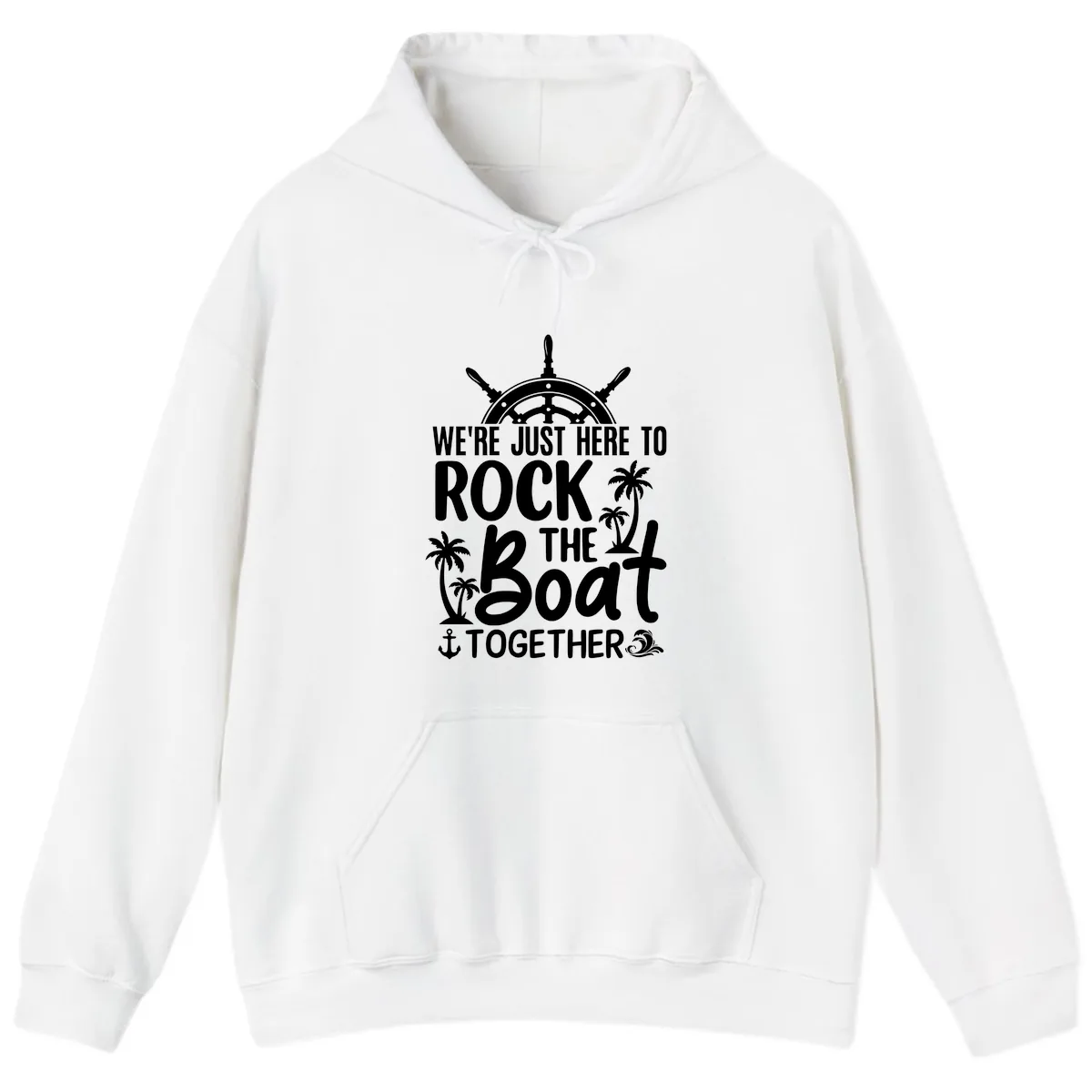 We're Just Here To Rock The Boat Together Hoodie in White