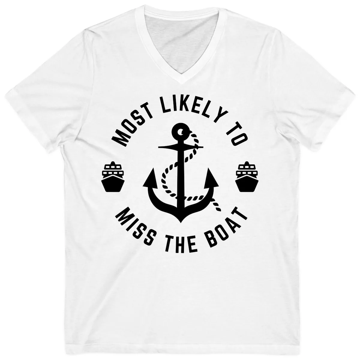 Most Likely To Miss The Boat V-Neck in White