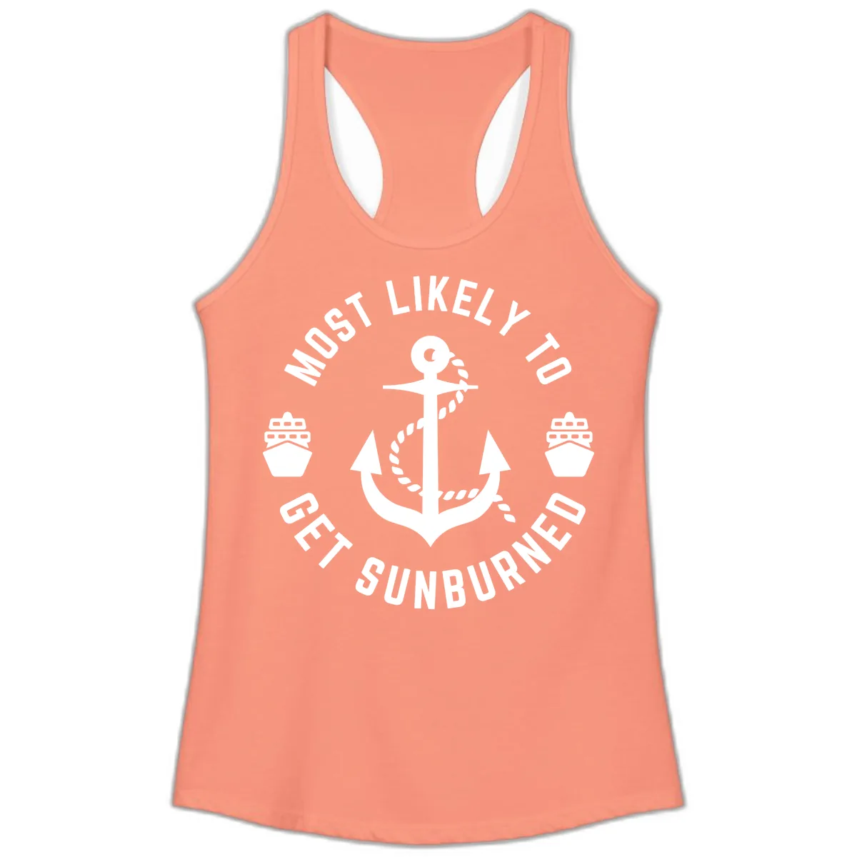 Most Likely To Get Sunburned Ladies Tank in Solid Light Orange