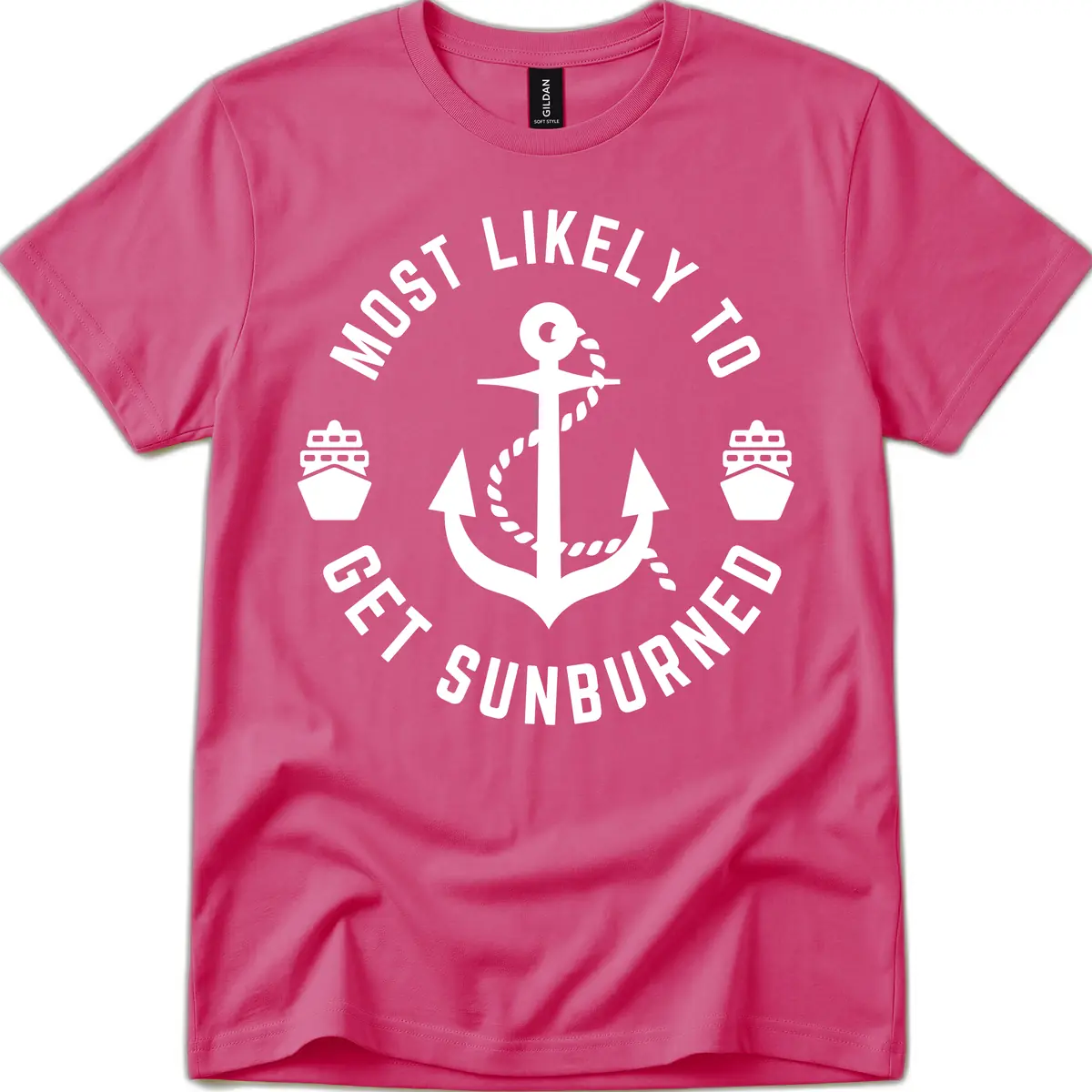 Most Likely To Get Sunburned T-Shirt in Heliconia
