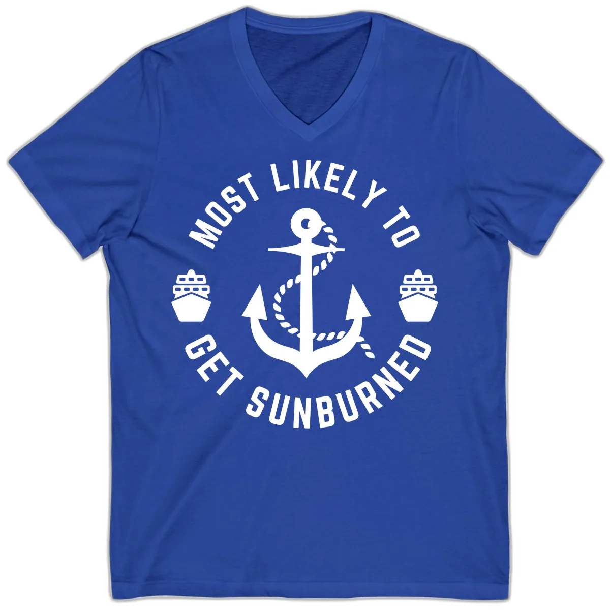 Most Likely To Get Sunburned V-Neck in True Royal