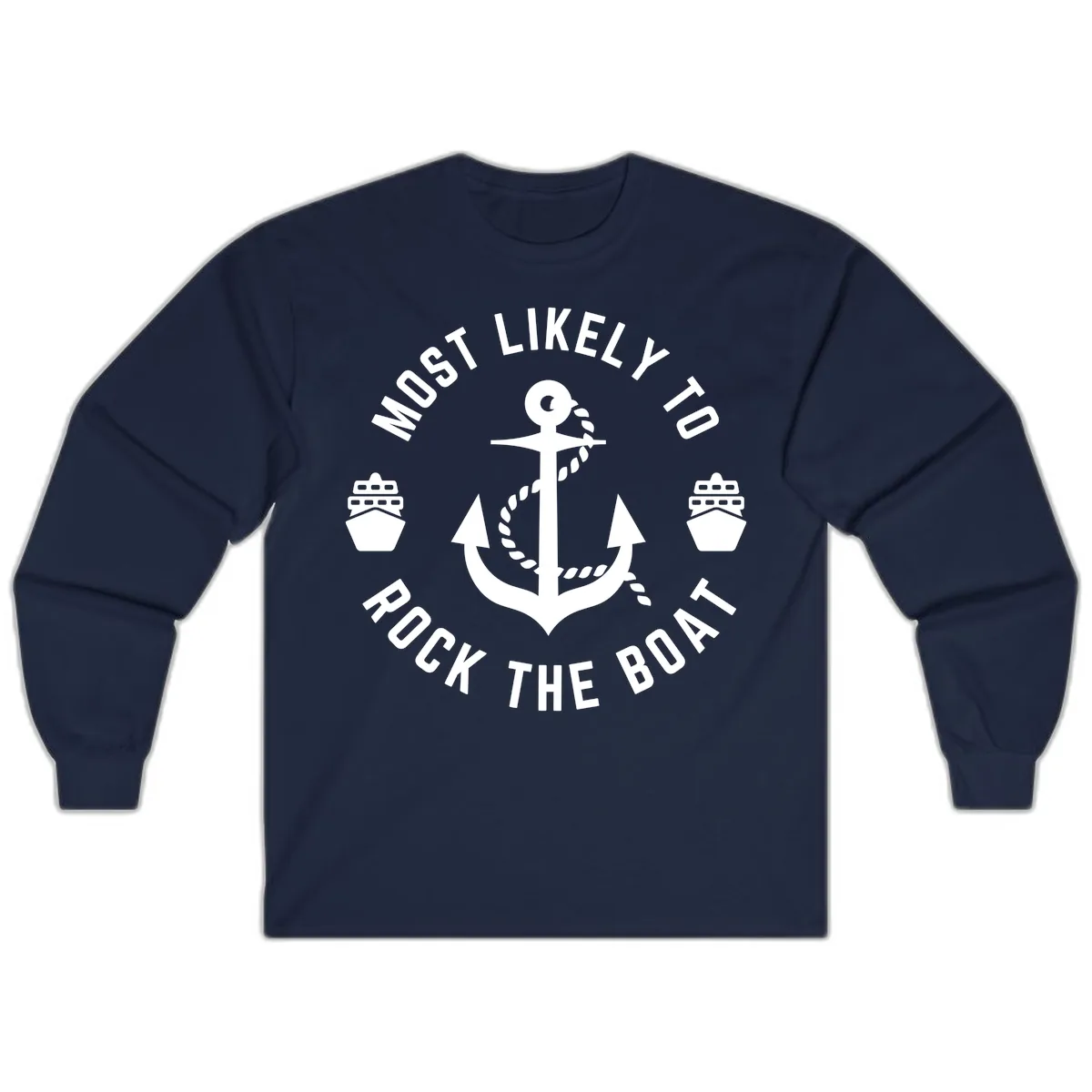 Most Likely To Rock The Boat Long Sleeve in Navy