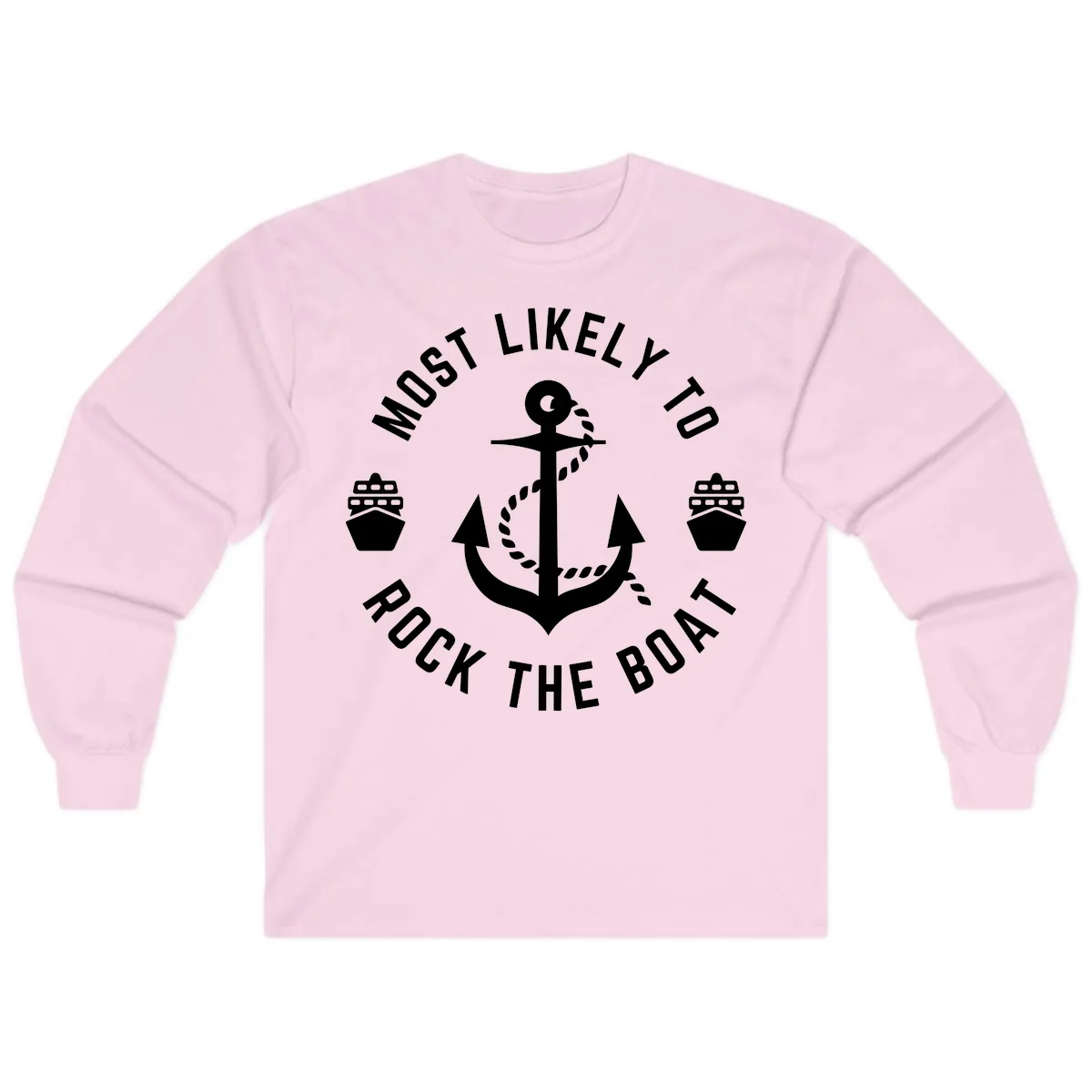 Most Likely To Rock The Boat Long Sleeve in Light Pink