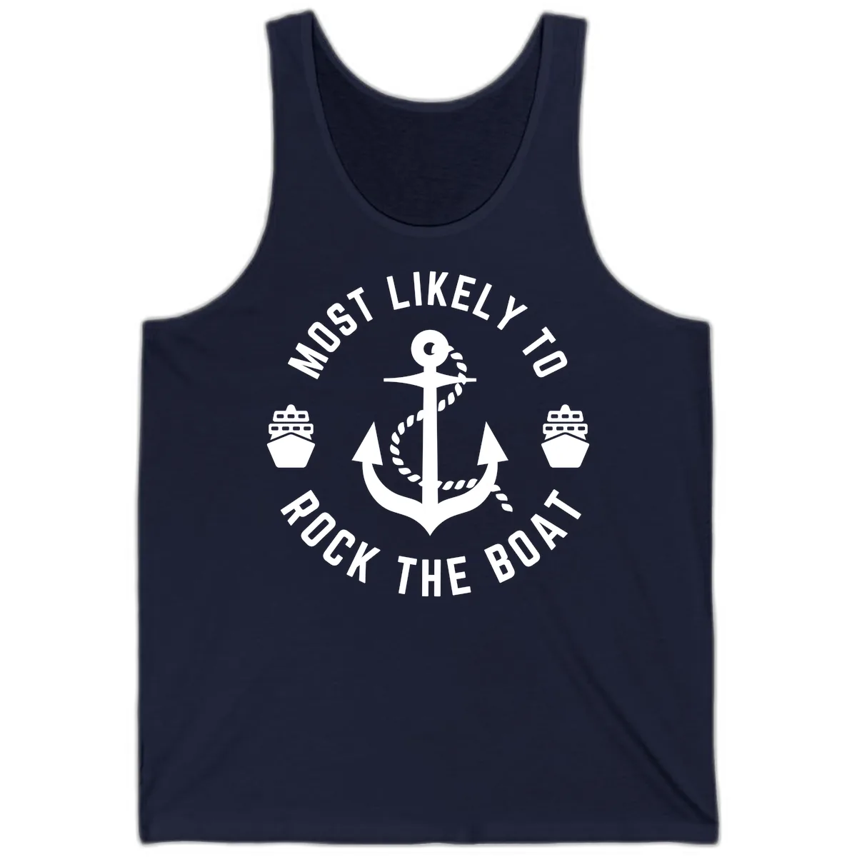 Most Likely To Rock The Boat Tank in Navy