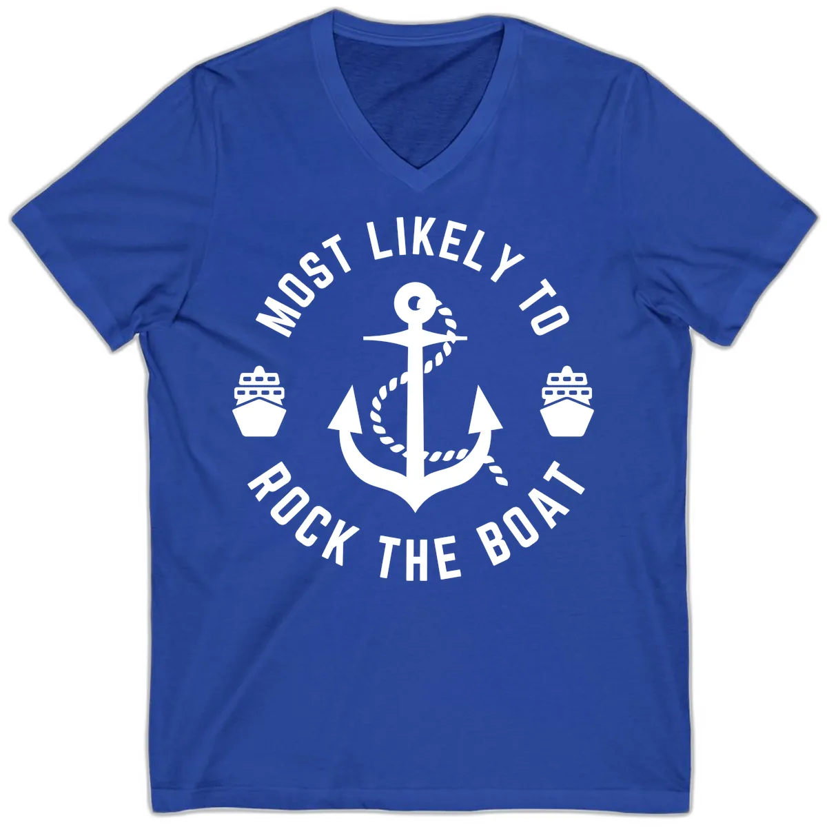 Most Likely To Rock The Boat V-Neck in True Royal