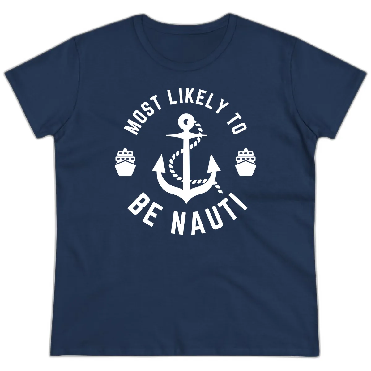 Most Likely To Be Nautical Ladies Tee in Navy