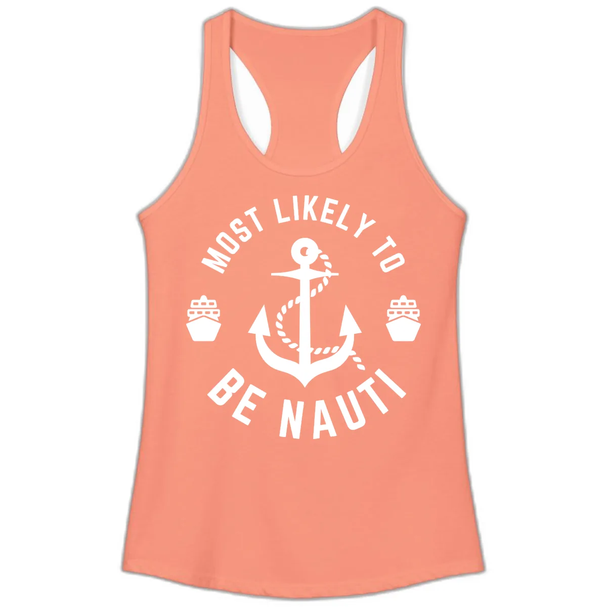 Most Likely To Be Nautical Ladies Tank in Solid Light Orange