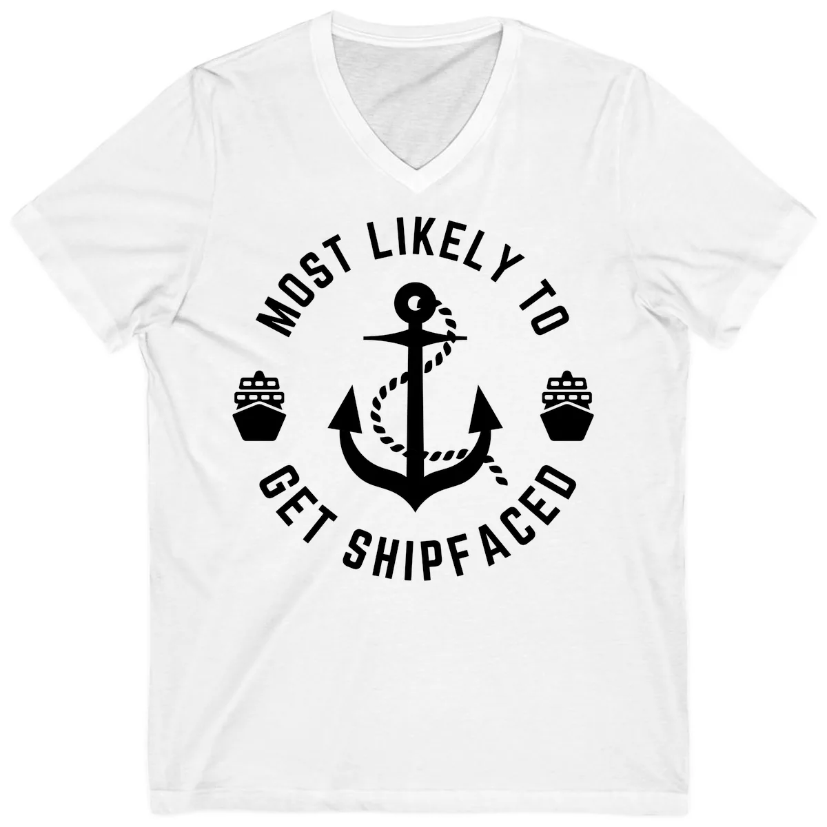Most Likely To Get Shipfaced V-Neck in White