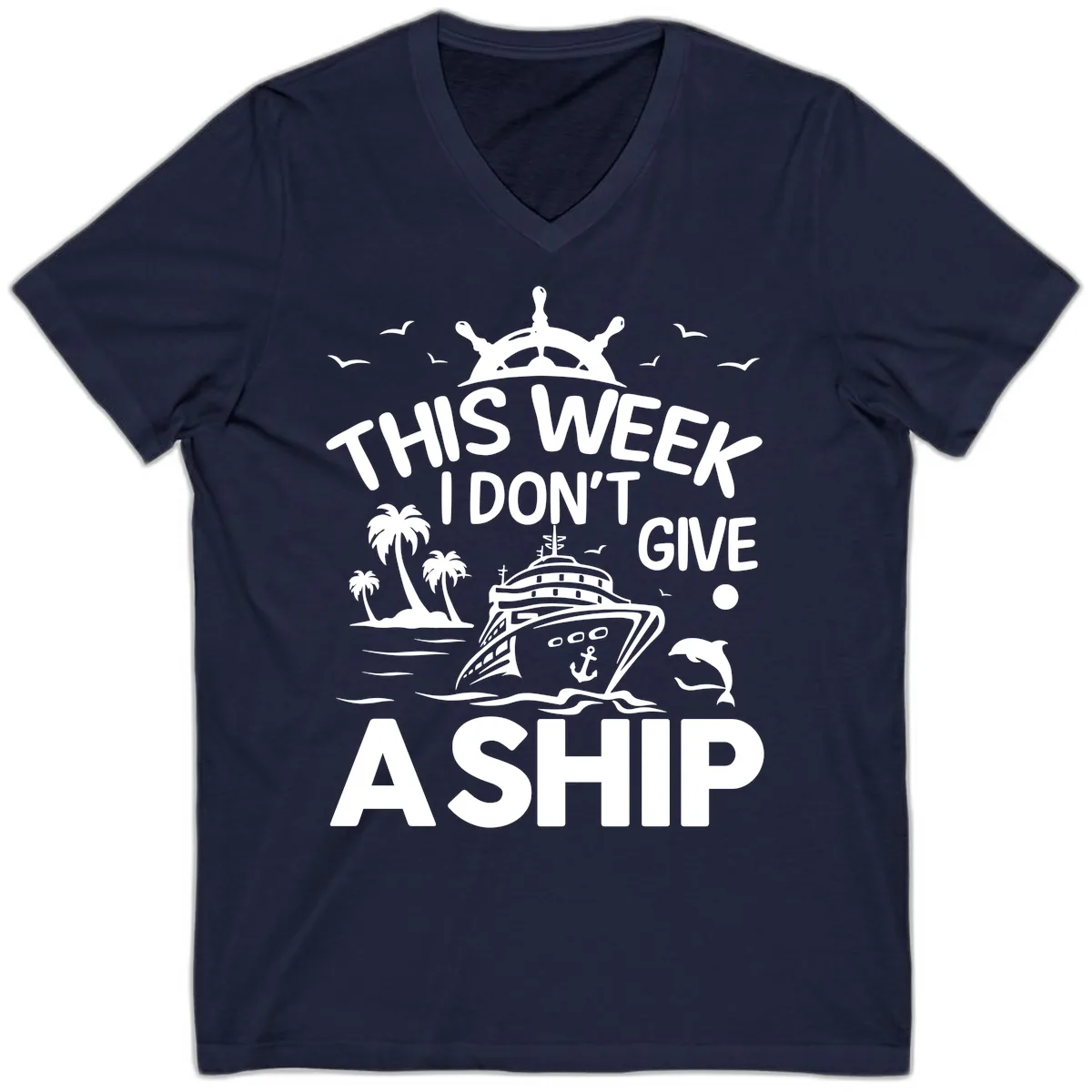This Week I Don't Give A Ship V-Neck in Navy