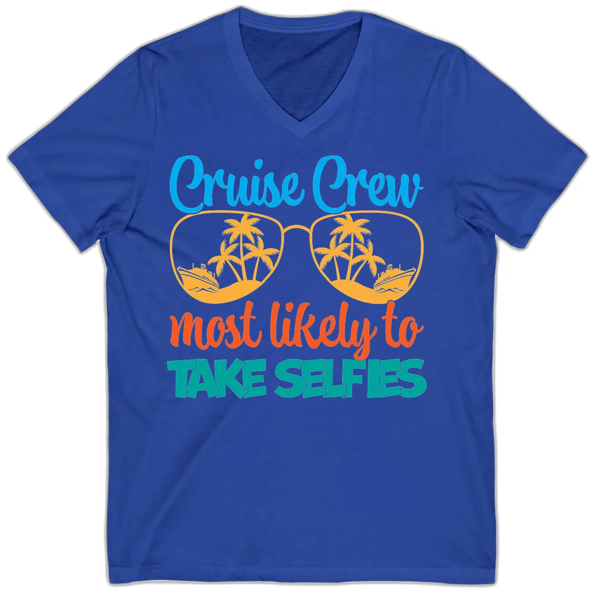 Cruise Crew Most Likely To Take Selfies V-Neck in True Royal