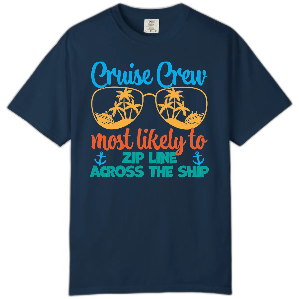 Cruise Crew Most Likely To Zip Line Comfort Color in True Navy