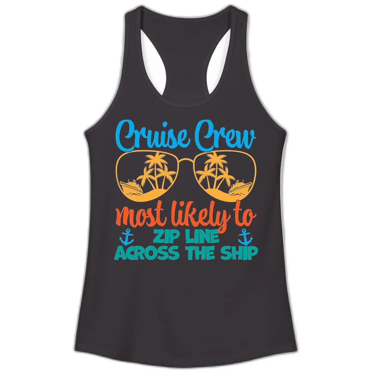 Cruise Crew Most Likely To Zip Line Ladies Tank in Black