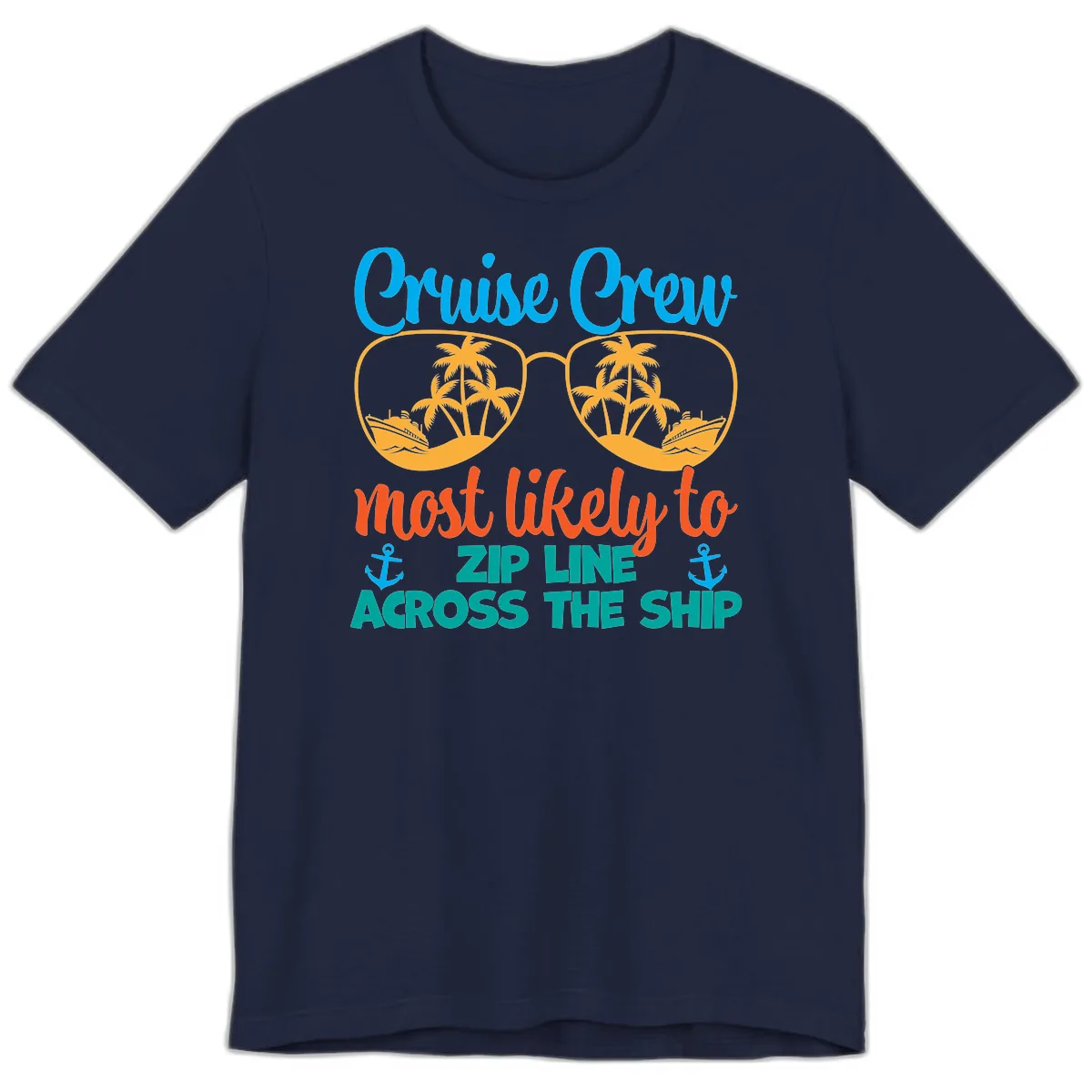 Cruise Crew Most Likely To Zip Line Premium T-Shirt in Navy